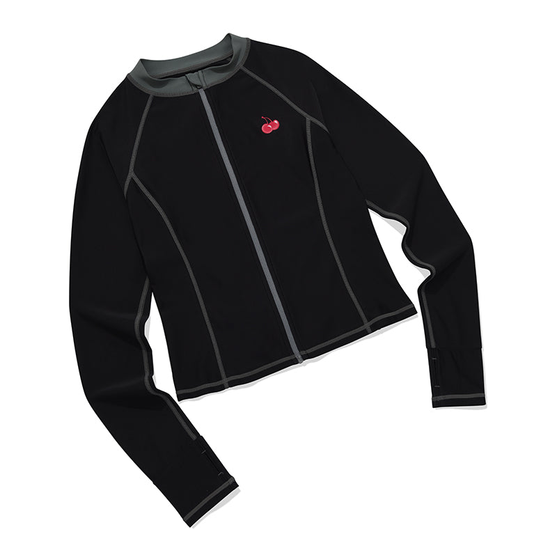 SMALL CHERRY ZIP-UP RASHGUARD [BLACK]