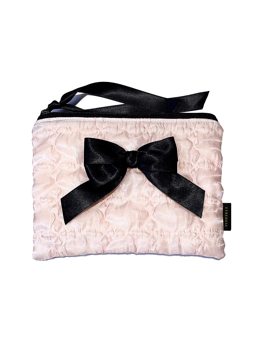 Glossy Double Ribbon Zip-pouch (M