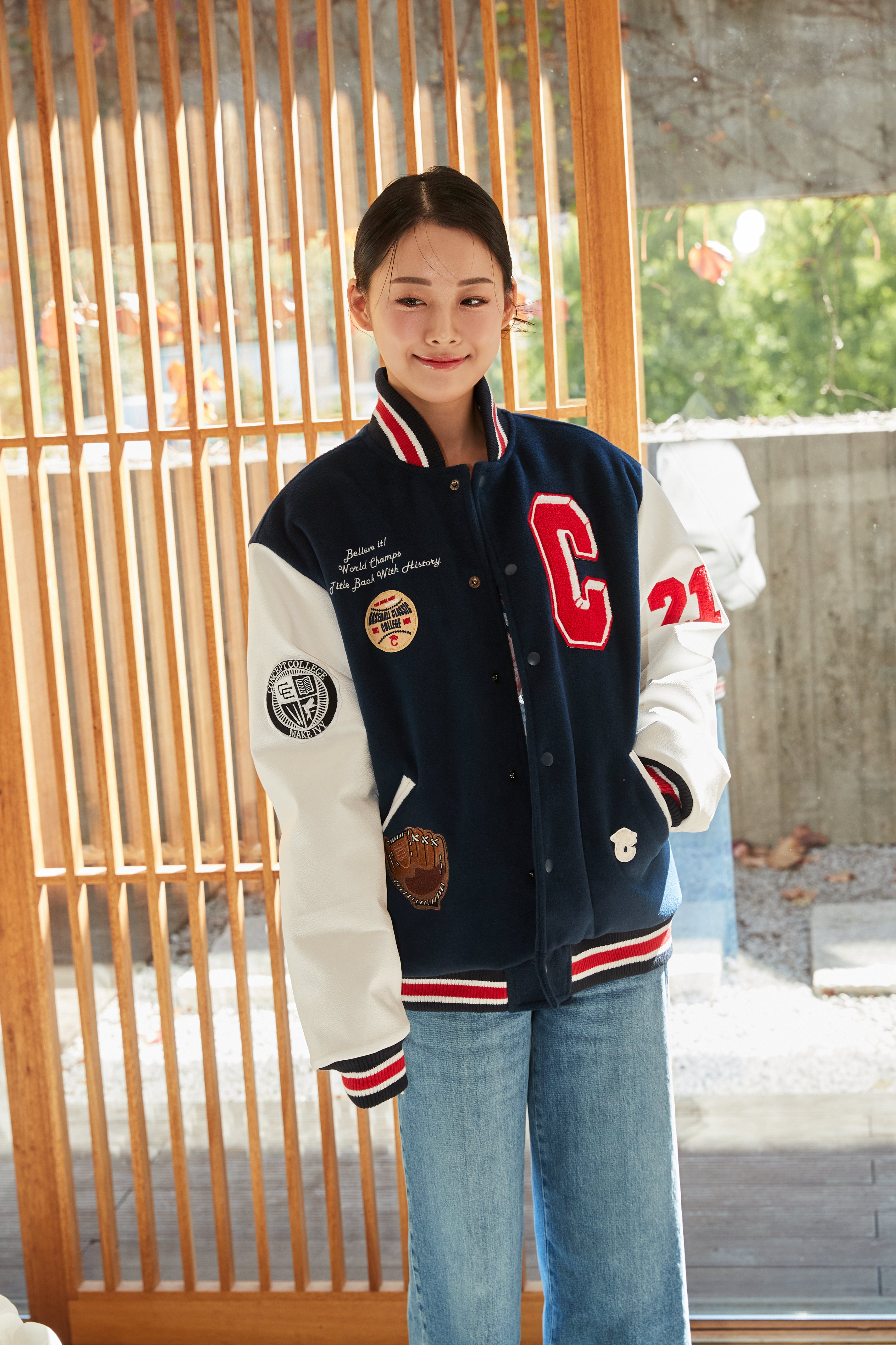 Grand Baseball Navy & White Unisex Varsity Jacket