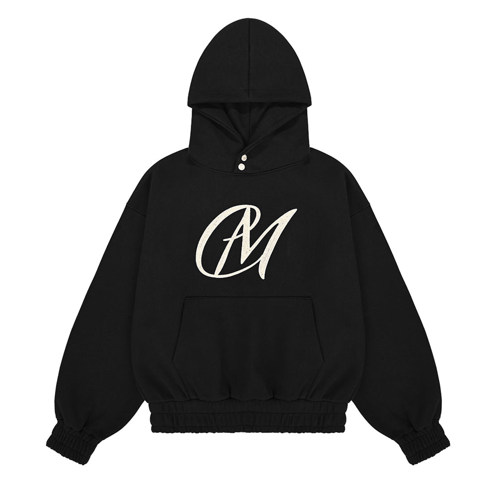 MM Logo Embroidery Hoodie in black