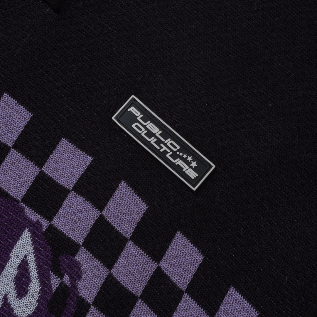  Social Butterfly Knit Polo - Black, White, Purple & Soft Purple