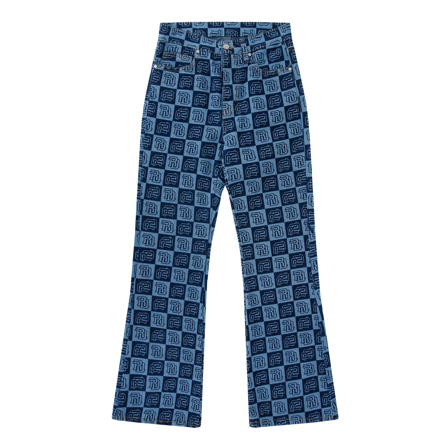 RD PATTERN BOOTS CUT DENIM PANTS - BLUE