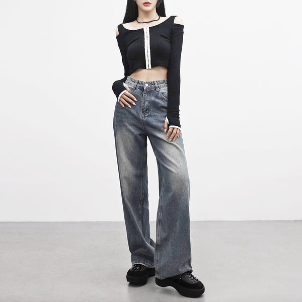 kipled wide denim pants