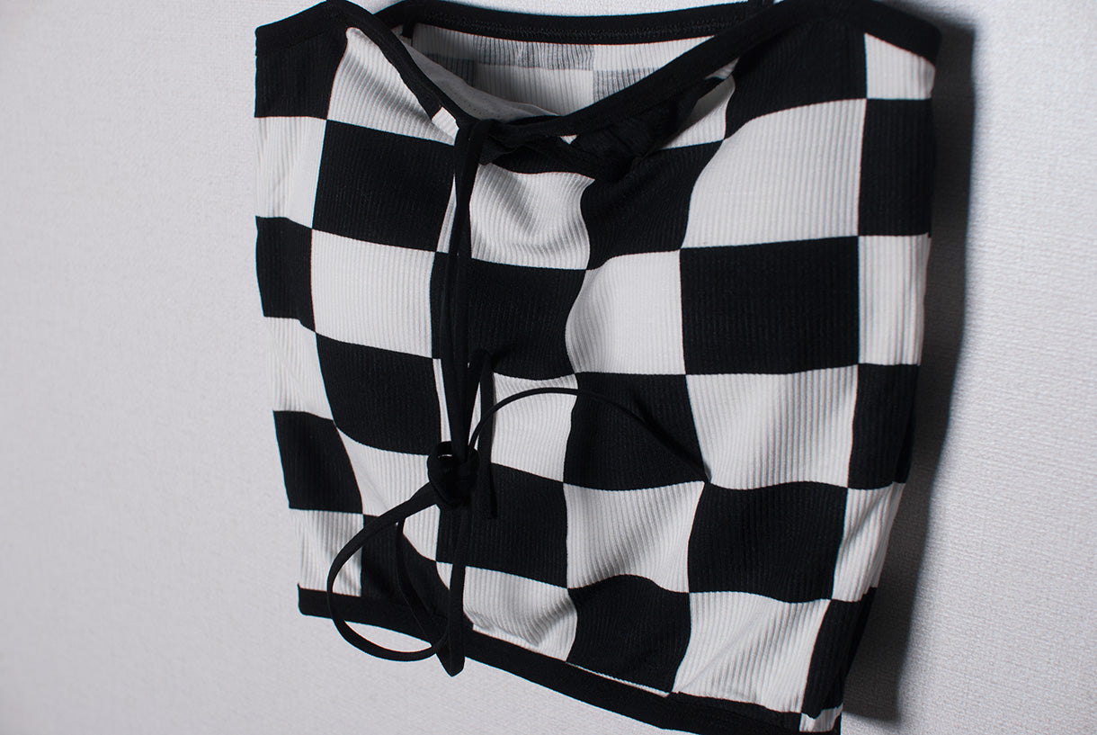 checker crop top (with cap)