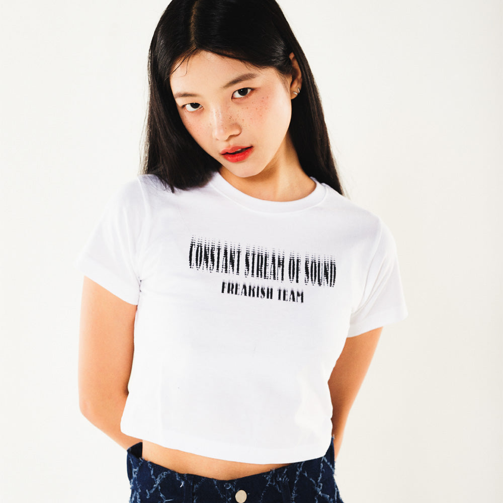 STIPPLE SHORT SLEEVE CROP TEE (WHITE)