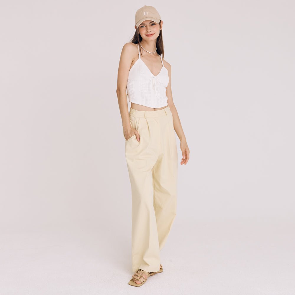 TWOTUCK COTTON WIDE PANTS (YELLOW)