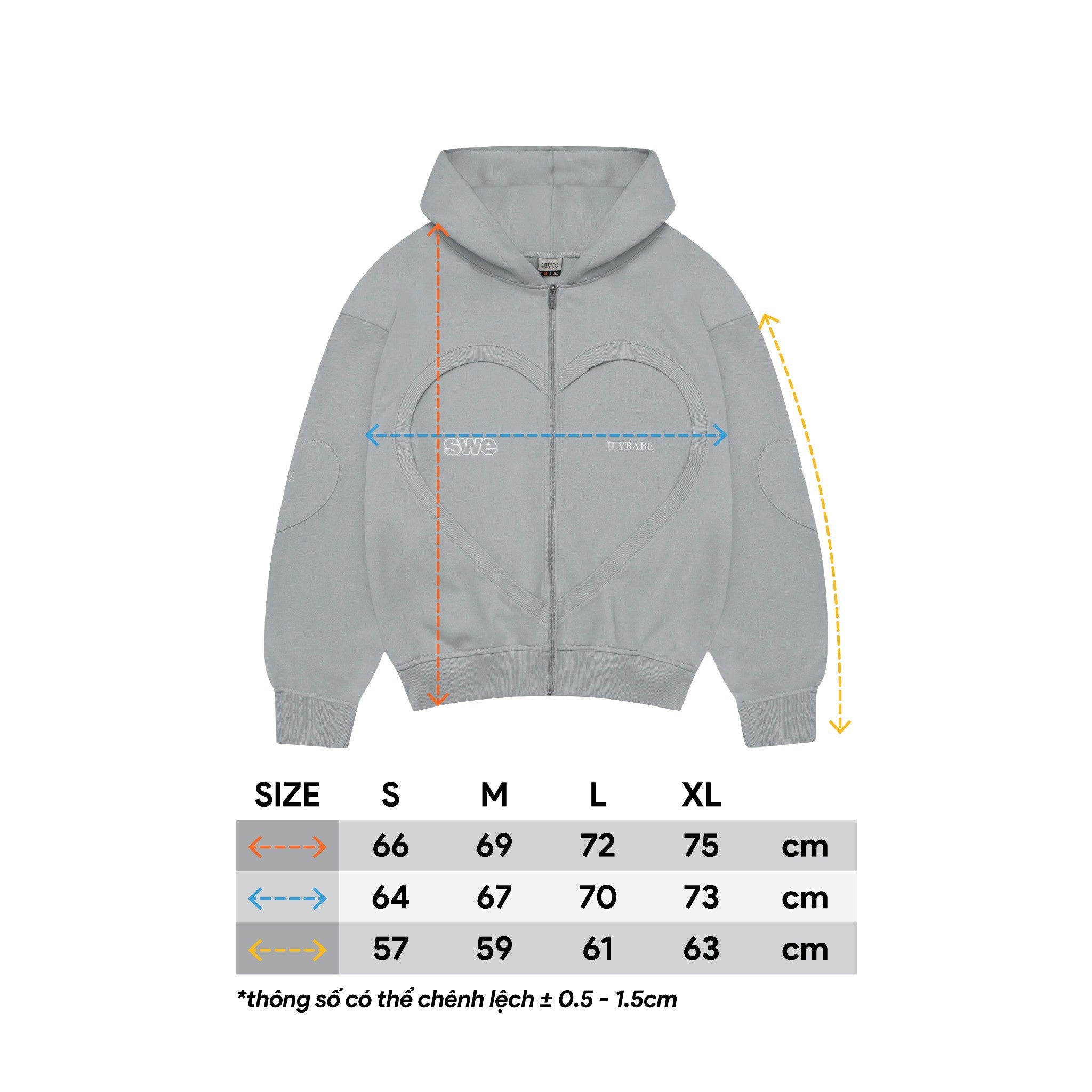 ILY HOODIE ZIP - GRAY