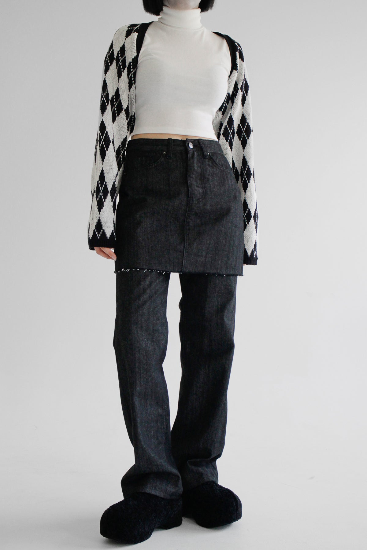 no.7713 Skirt Layered Denim Pants