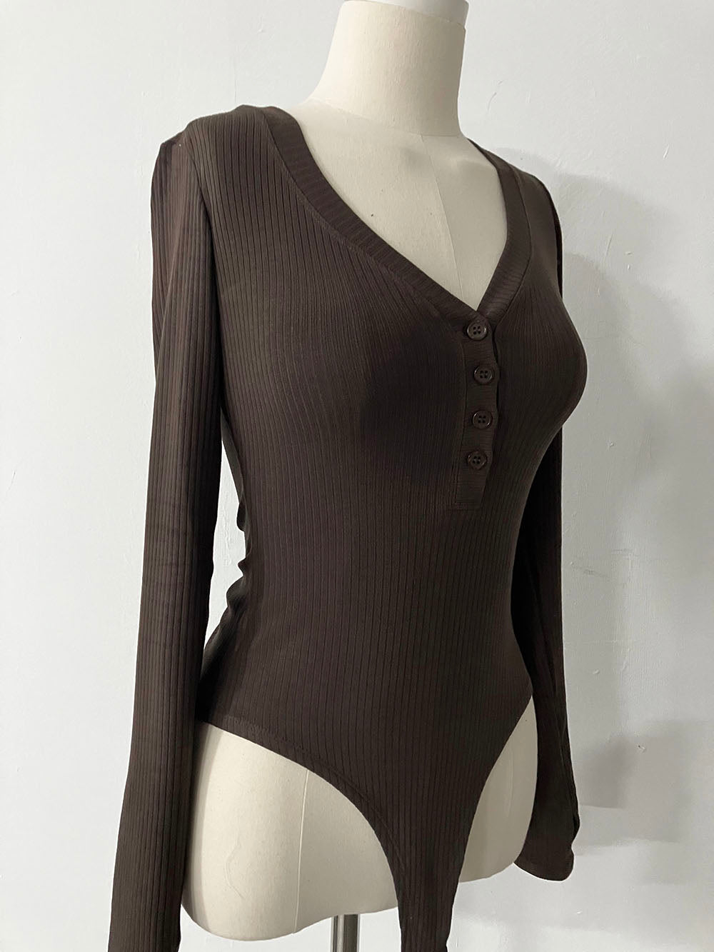 brown v neck bodysuit