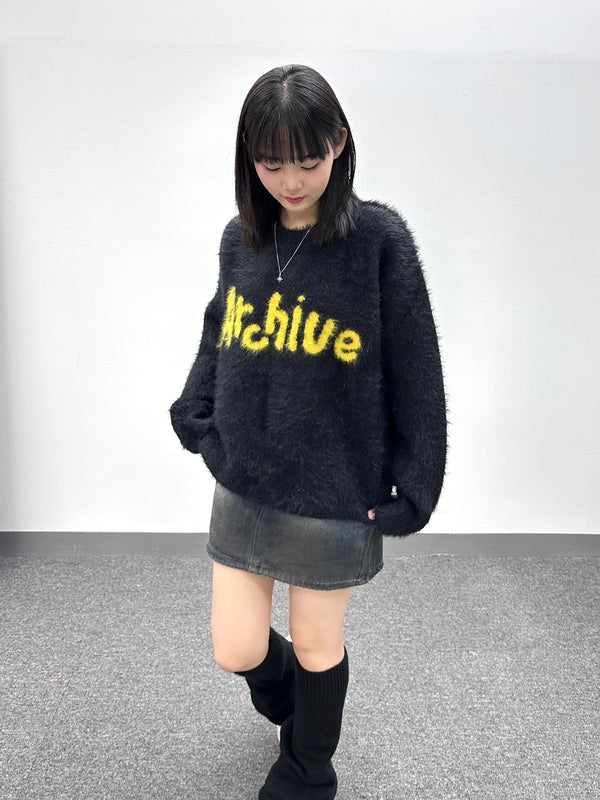 lettering angora mohair knitwear