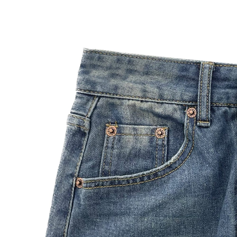 Hidden button denim mini skirts (2 Color)