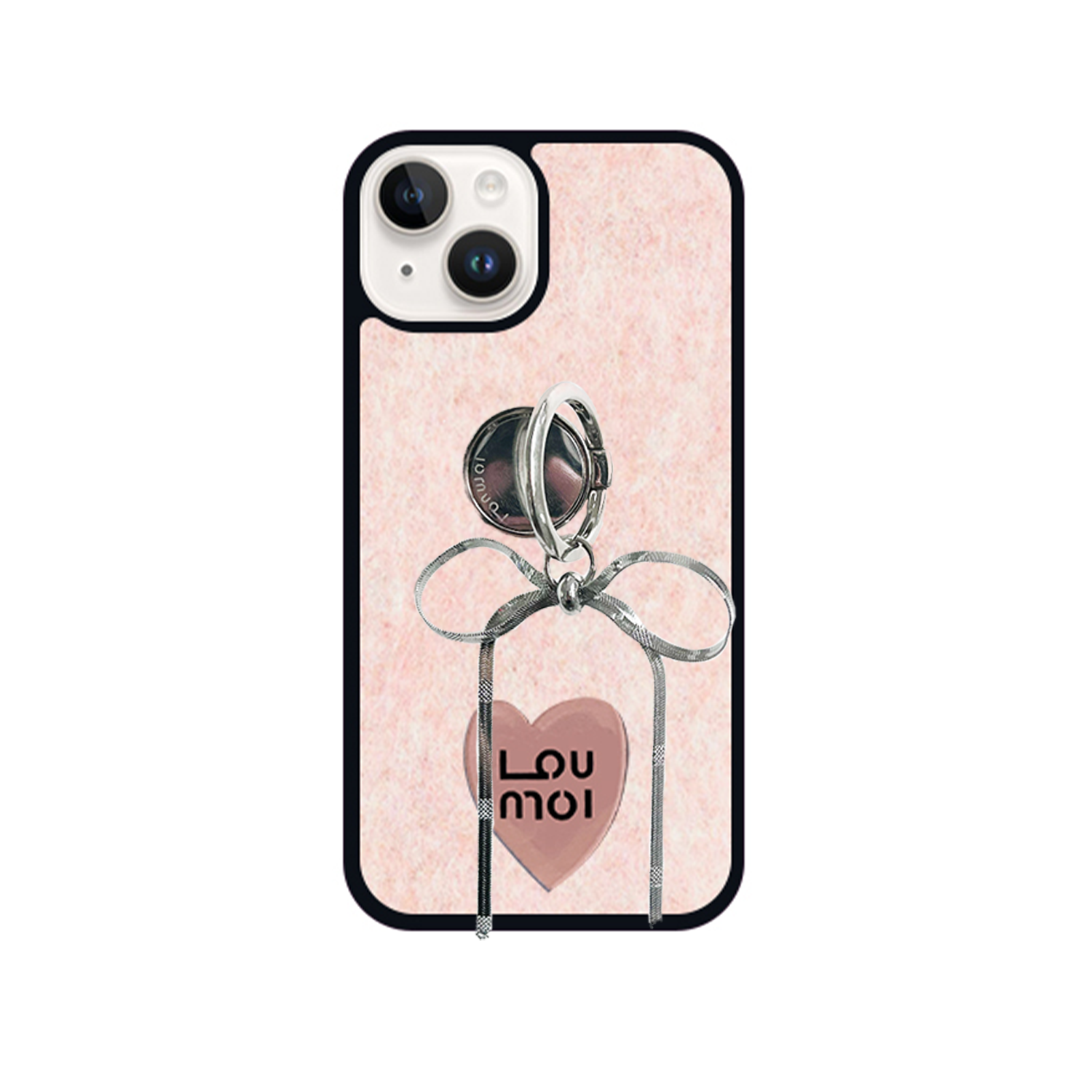 [SET] Present series KNIT LOVE : pink phonecase ( including silver ribbon ring tok) 