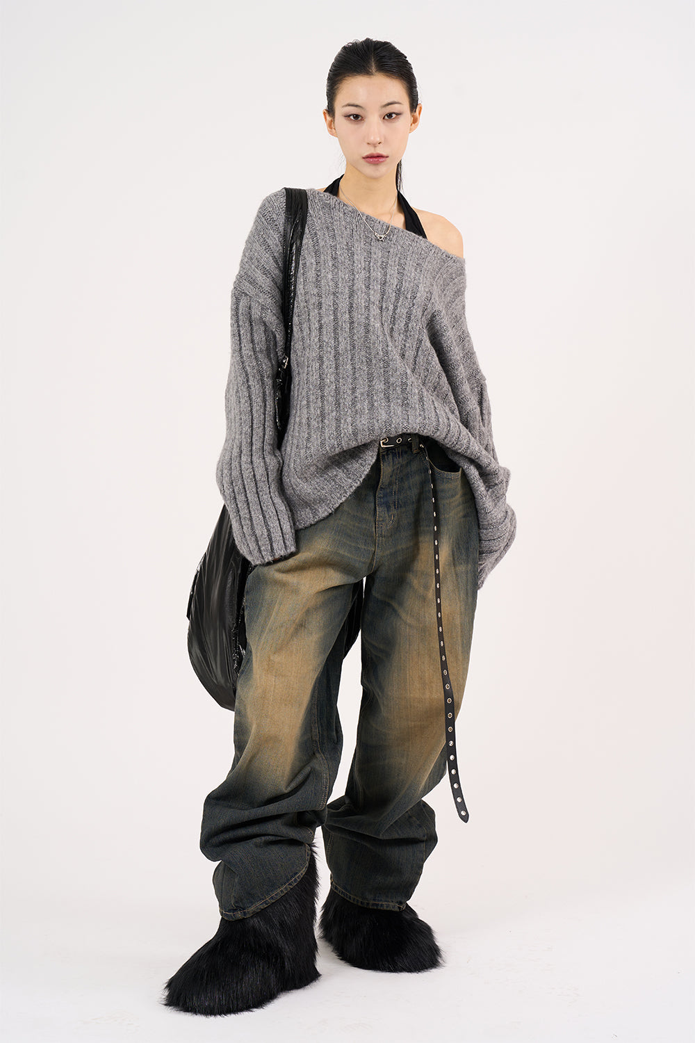 Raven wool ribbed crop knit