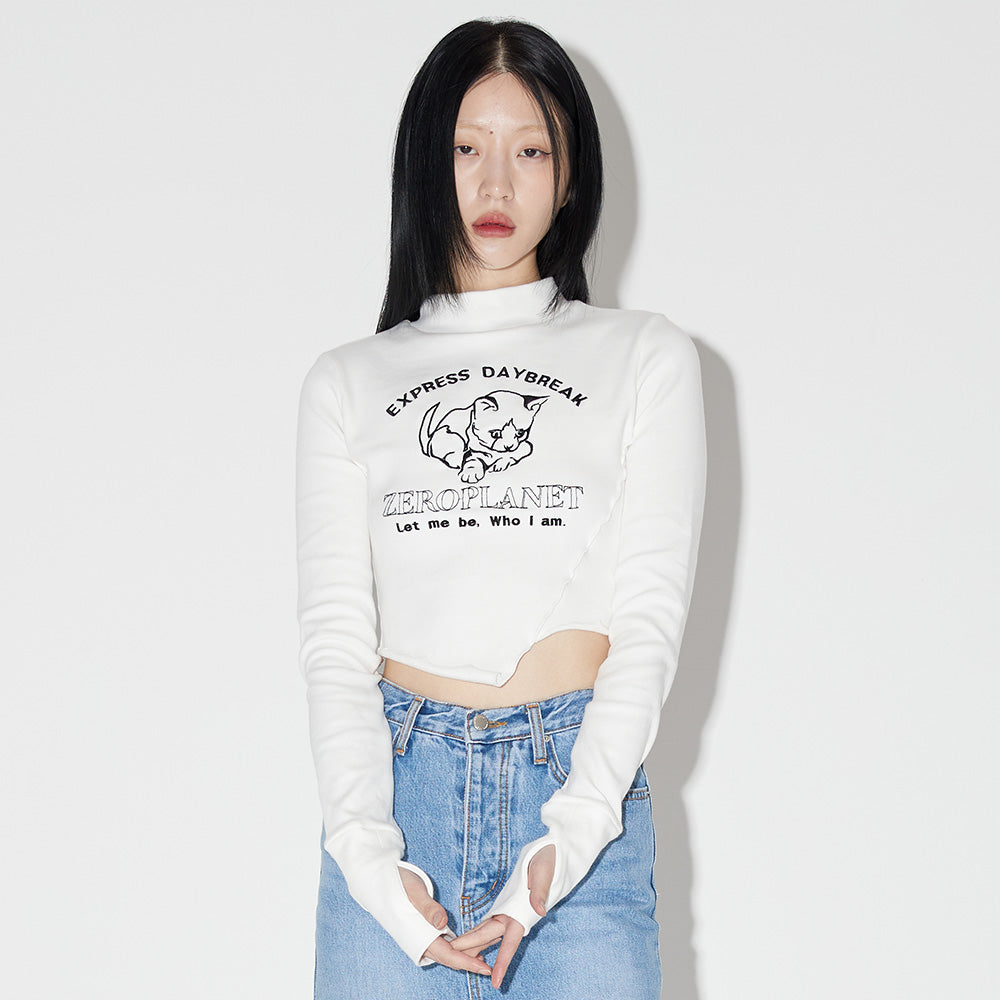 スリムキティウオーマークロップトップス / Slim Kitty Warmer Crop Top [WHITE]