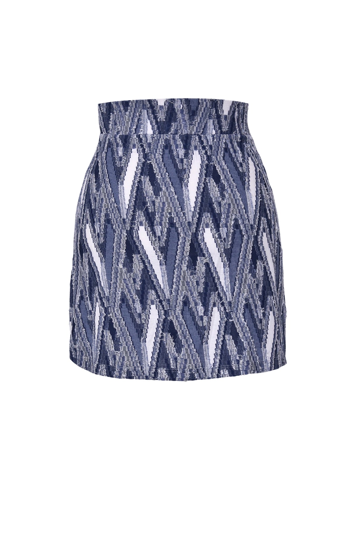 Denim jacquard slit mini skirts (navy)