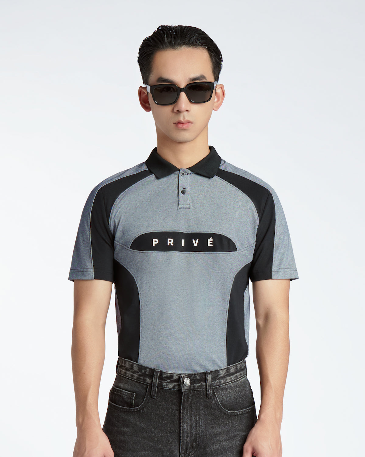 DVRK PRIVÉ TWO-TONE SLIM FIT POLO - GREY