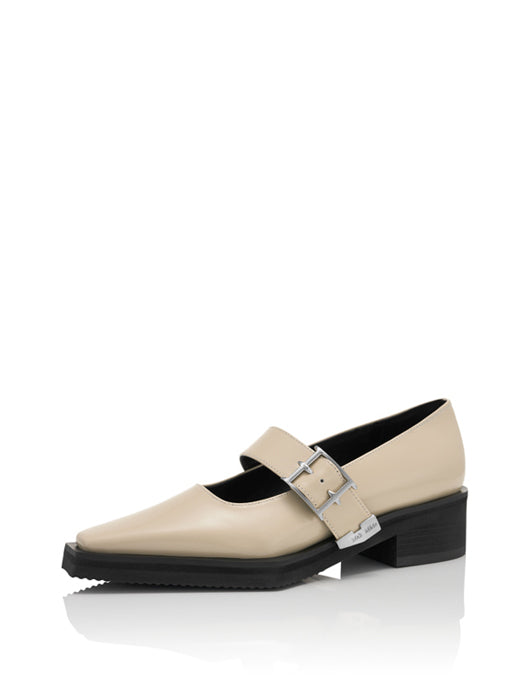 Higher Strap Buckle Loafer beige