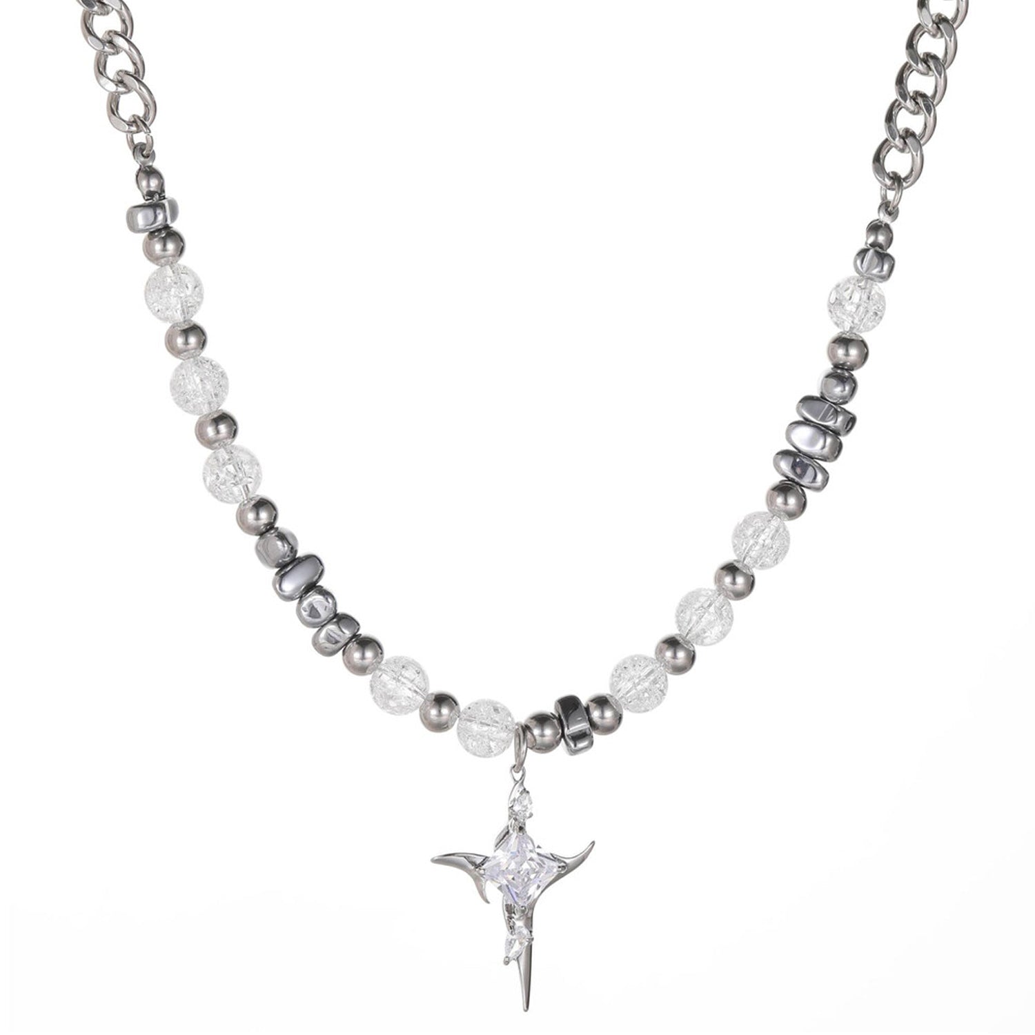 Surgical Steel Pearl Cubic Cross Necklace