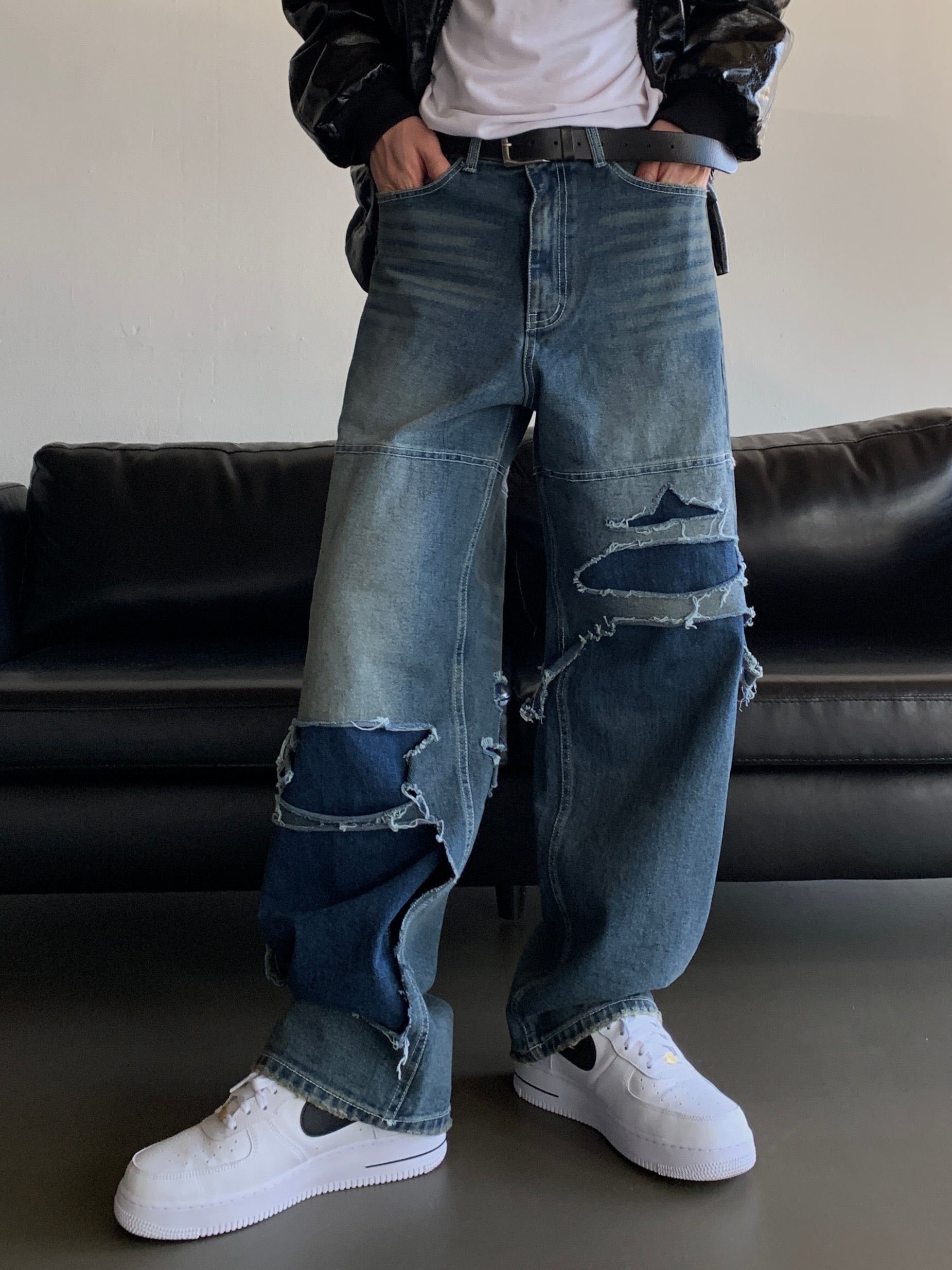 Destroyed Layered Pants (Blue)