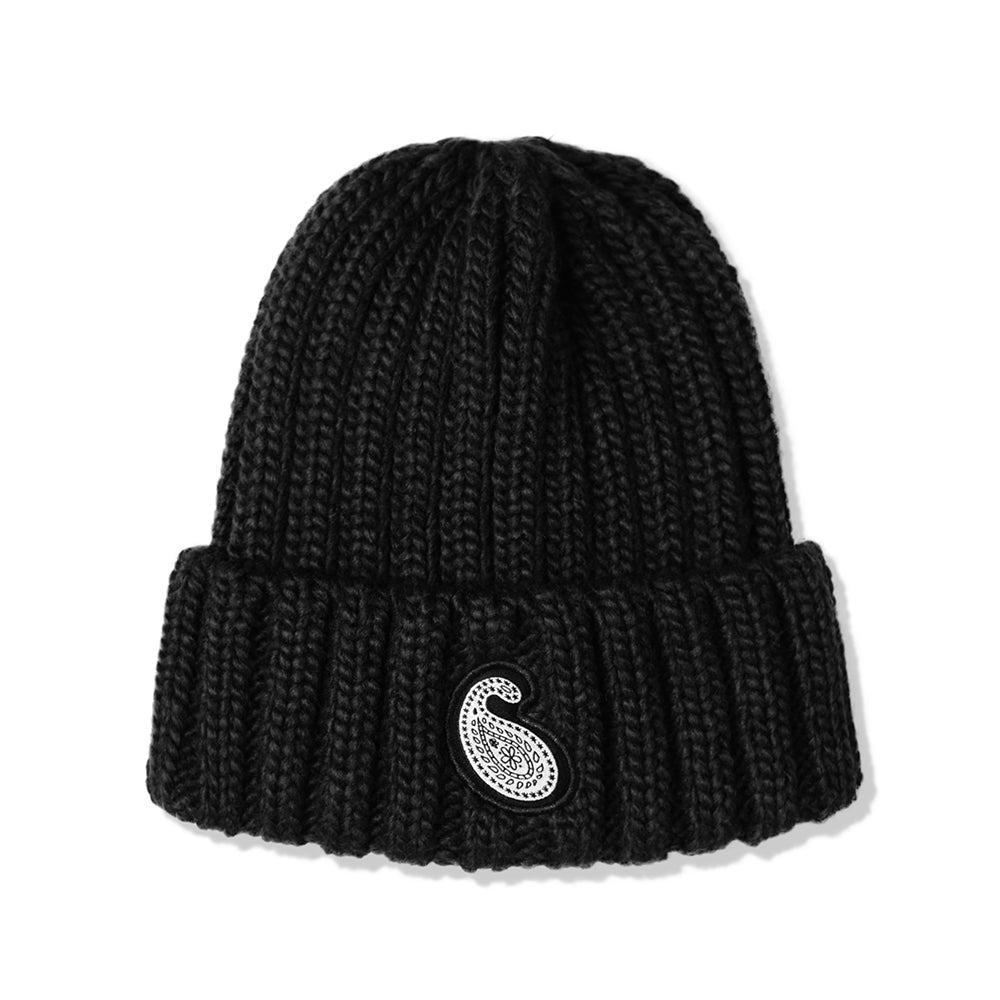 YP PAISLEY PATCH KNIT BEANIE DEEP BLACK