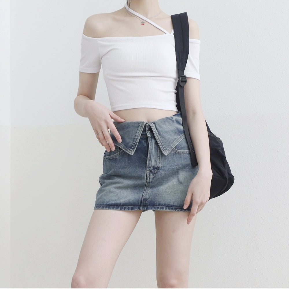 Chesh Folding Denim Skirt