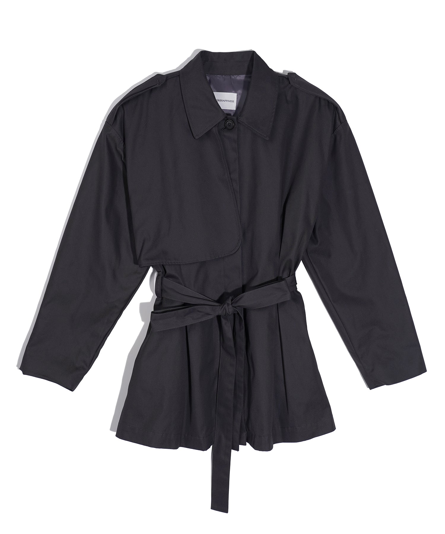 Happiness Button Half Trench Coat_Charcoal