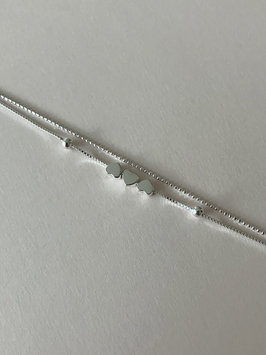 [92.5silver] triple heart bracelet