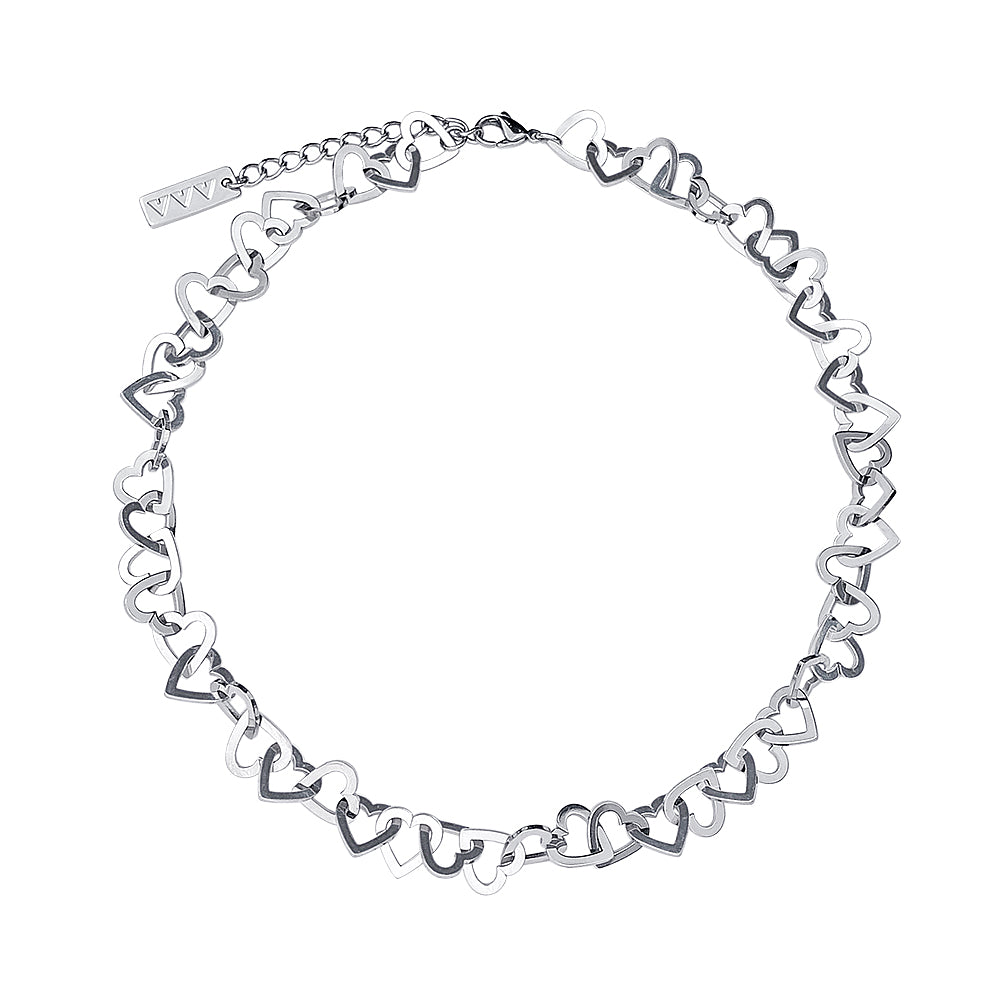 HIGHTEEN HEART RING CHAIN SURGICAL CHOKER NECKLACE