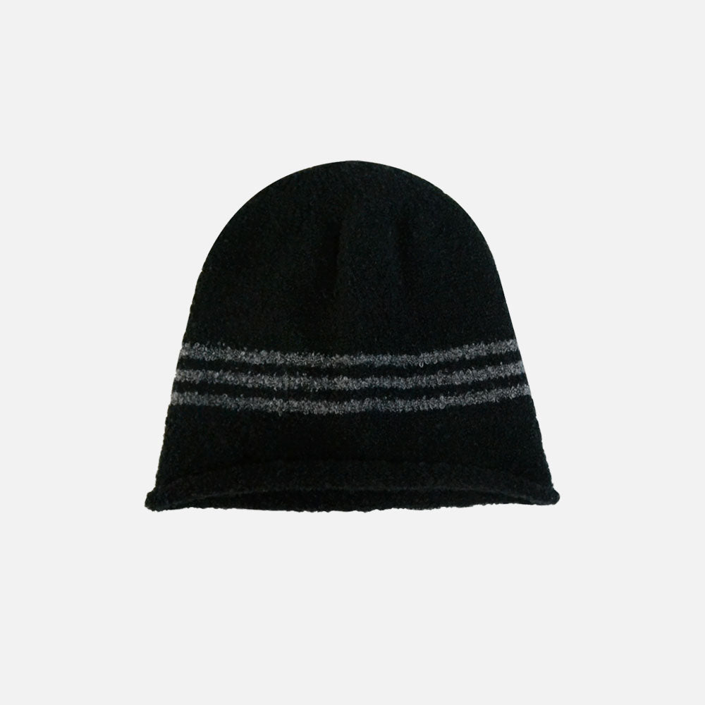 BOUCLE STRIPE BEANIE (BLACK)