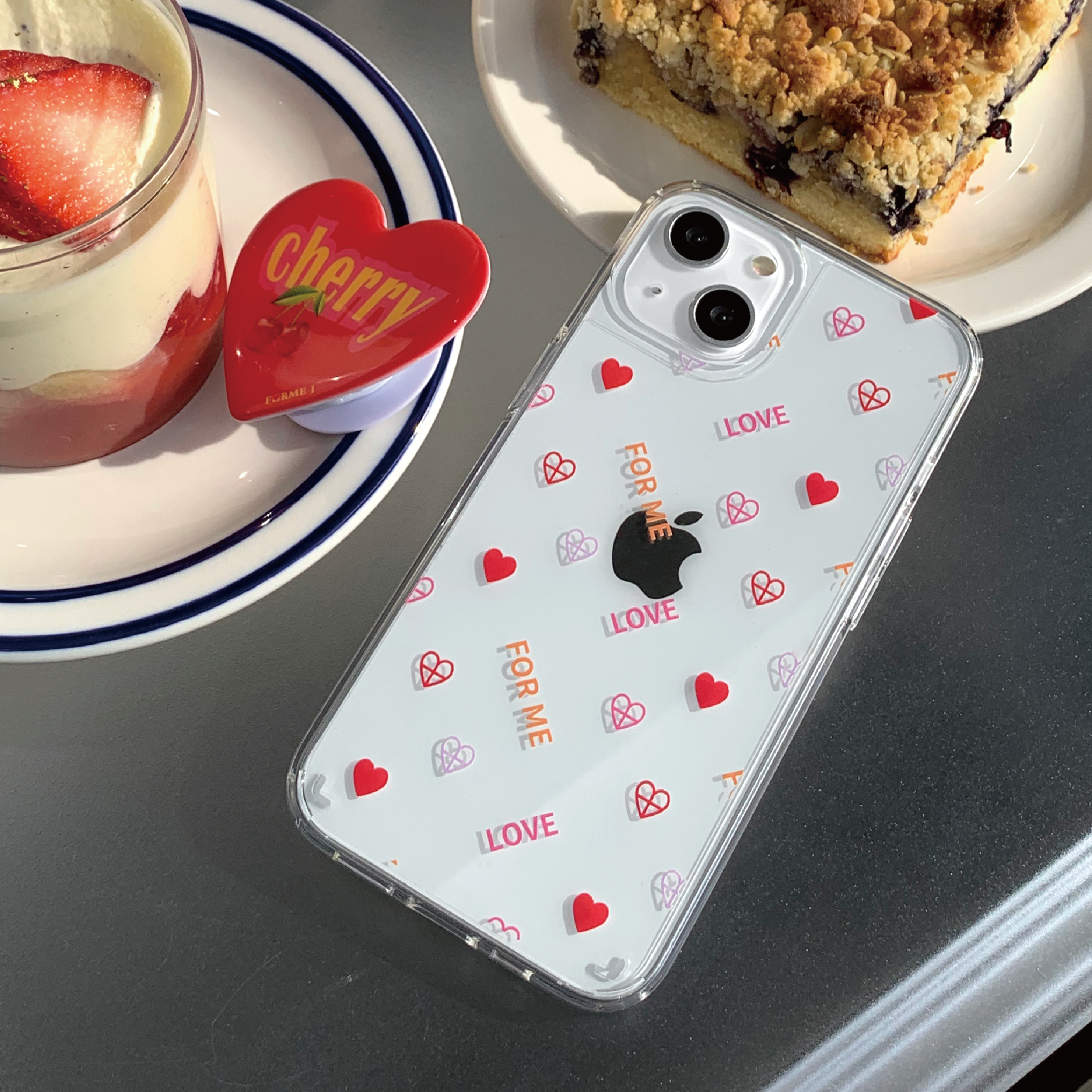 [RED] FOR ME LOVE Pattern jell-hard case