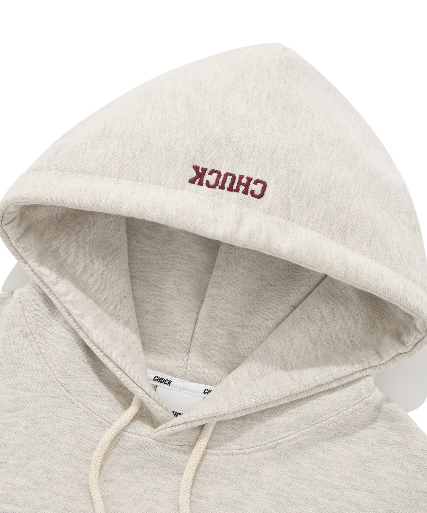 アップリケアーチロゴクロップフーディ/CHUCK APPLIQUE ARCH LOGO CROP HOODIE (OATMEAL)