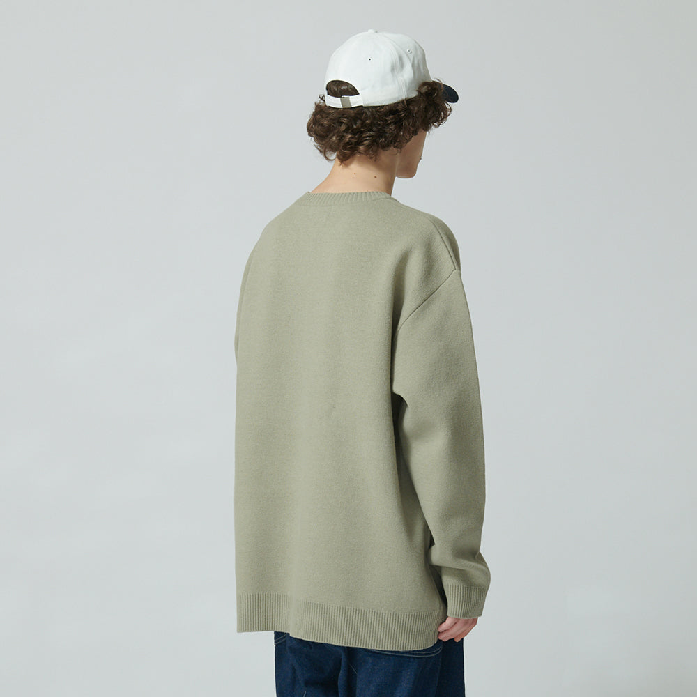 WHATTHE Big Logo Knit Pullover Olive