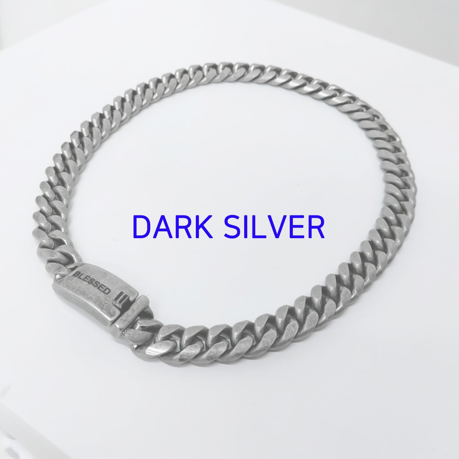 [BLESSEDBULLET]STEEL LINE CRUVE CHAIN NECKLACE_ANTIQUE SILVER