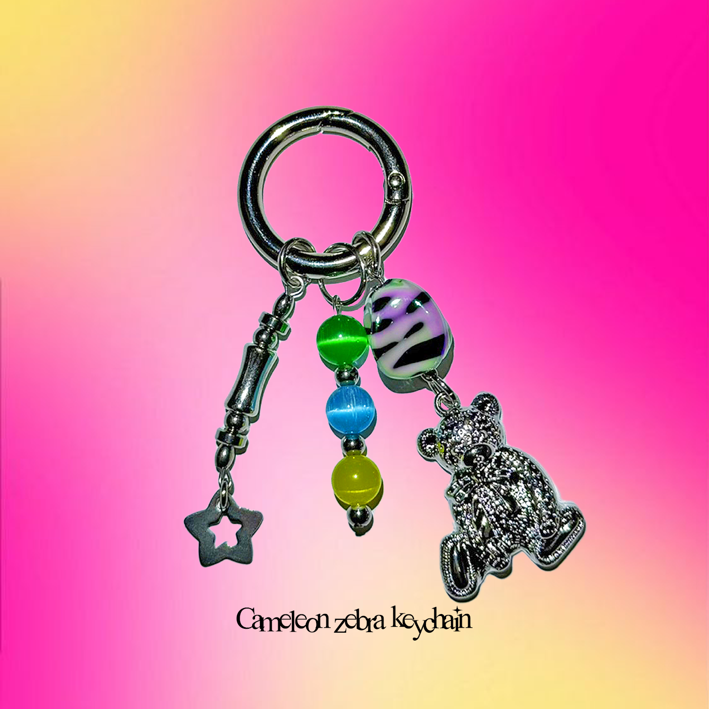 Cameleon zebra keychain