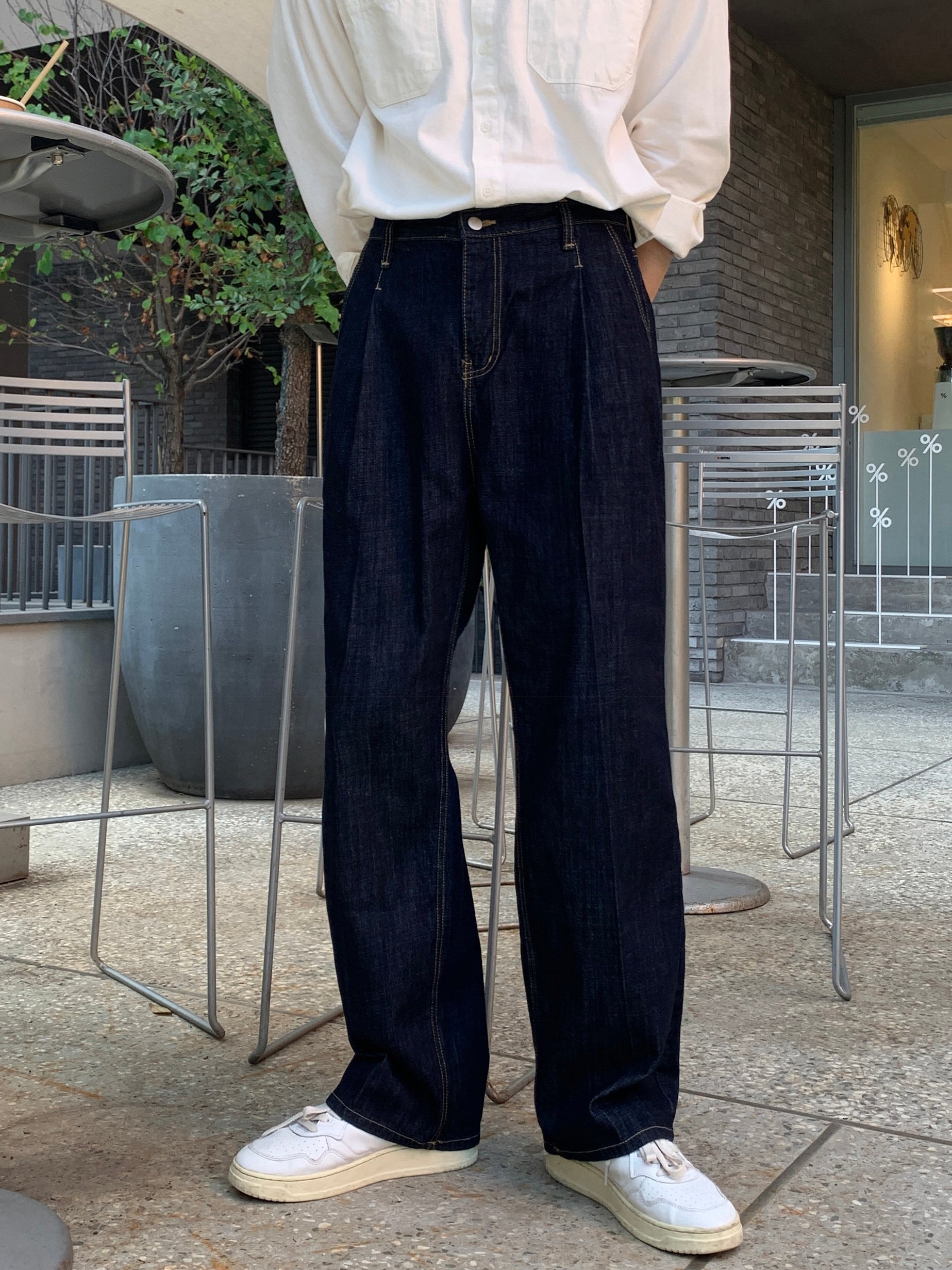 クボセミワイドローデニムパンツ / Kubo Semi-Wide Raw Denim Pants (2 colors)