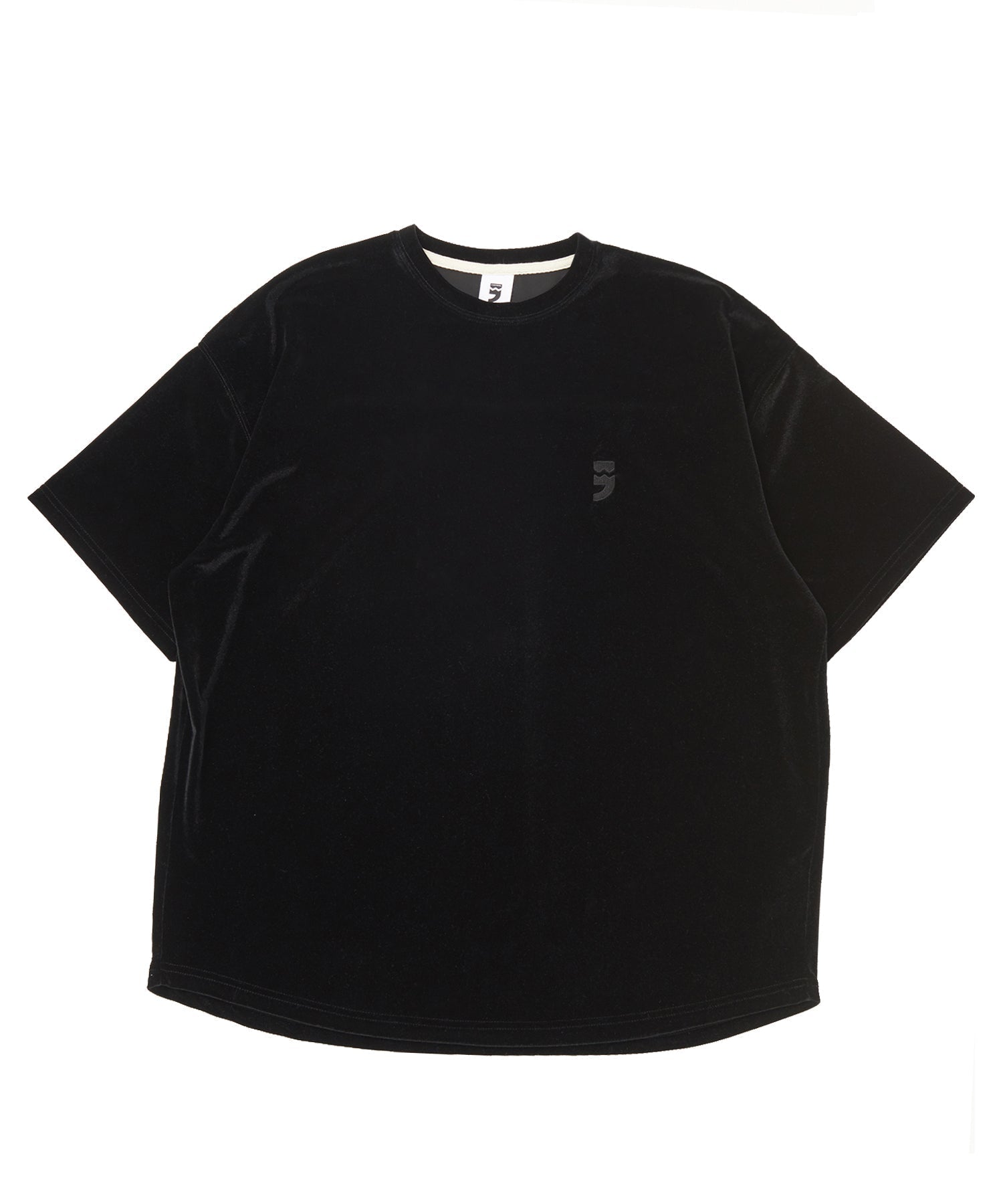 DROP-SHOULDER VELVET 1/2 TEE (Black)