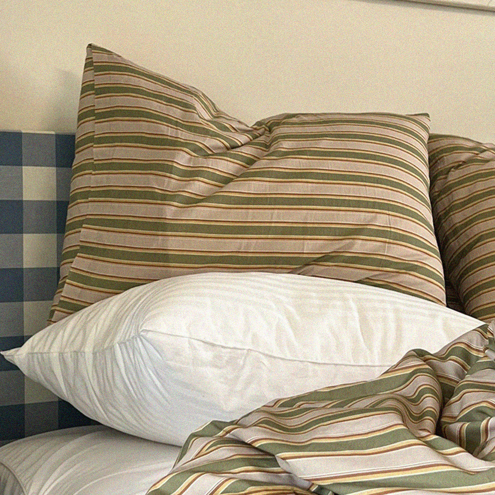 woody green stripe pillow cover(40x60cm)