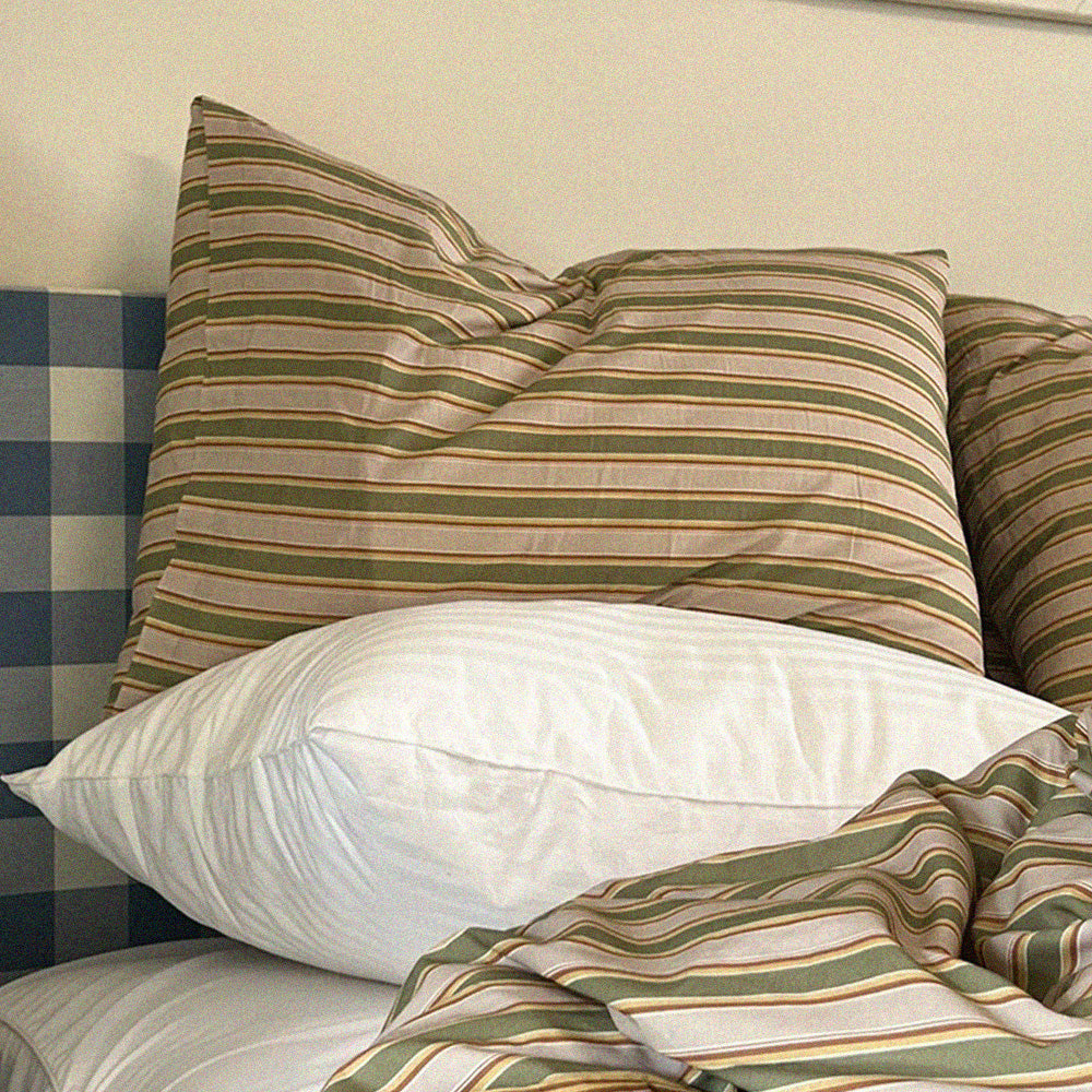 woody green stripe pillow cover(50x70cm)