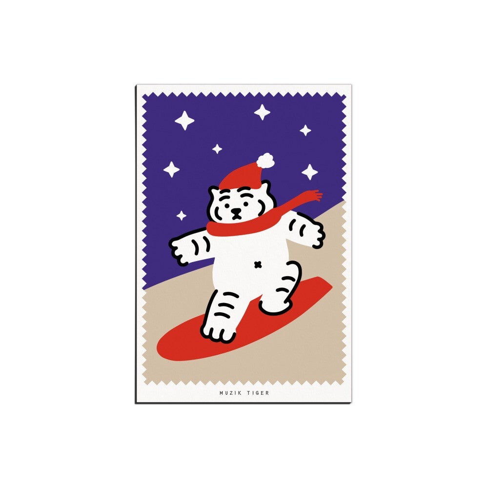 SNOWBOARD TIGER POST CARD