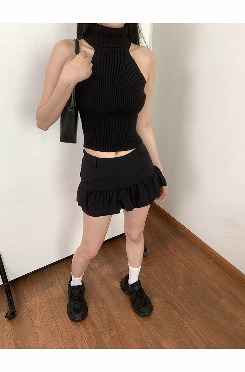 Sleeveless polar ribbed crop knit