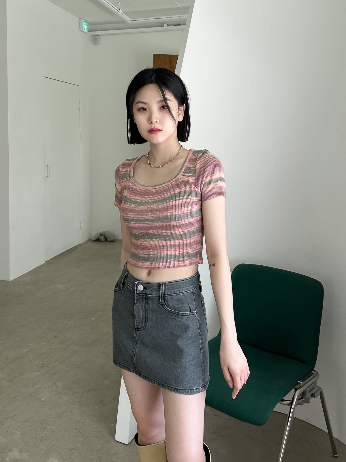 Rainbow Crop Knit (2color)