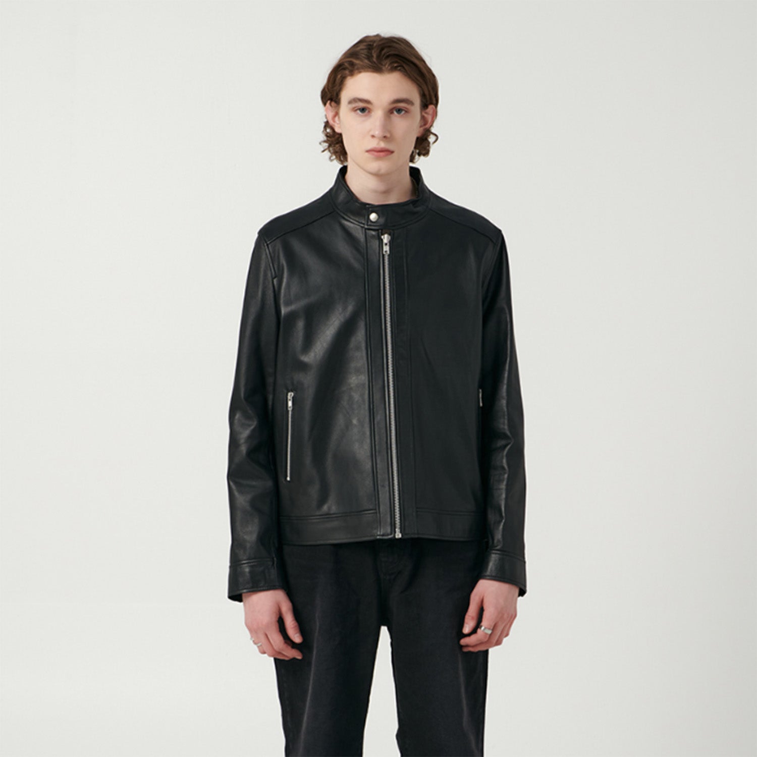 LAMBSKIN CHINA COLLAR JACKET