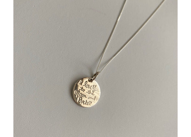 lau Silver 925 Love Moon Lettering Coin Daily Long Necklace