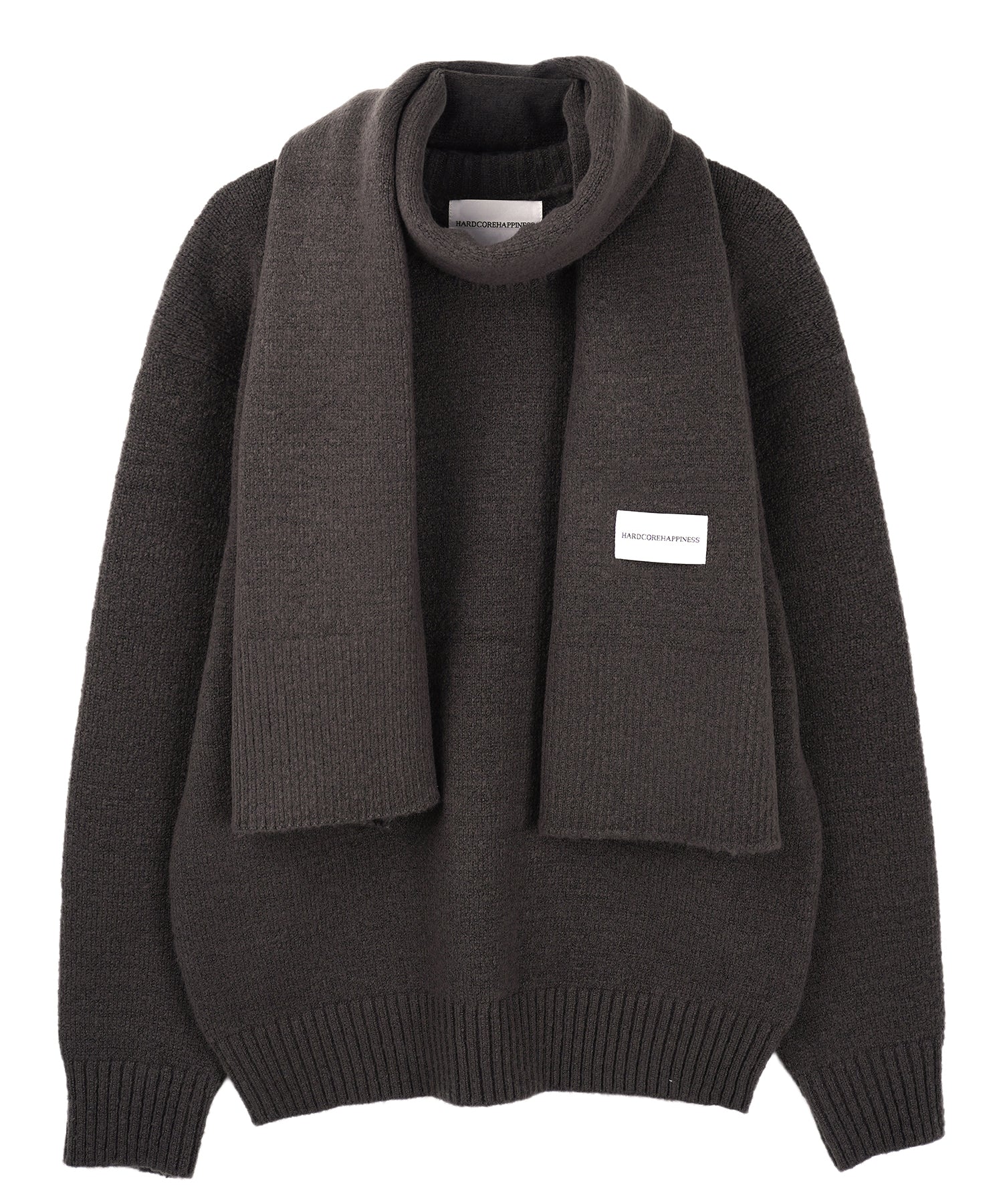 Pullover muffler knit set_Charcoal