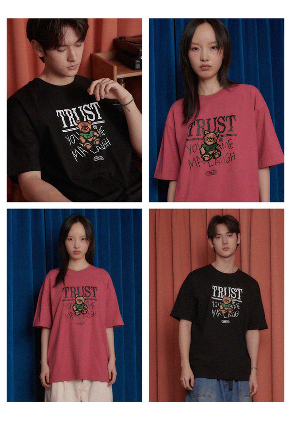 AMBLER 男女共用 Trust bear オーバーフィット 半袖 Tシャツ AS1105