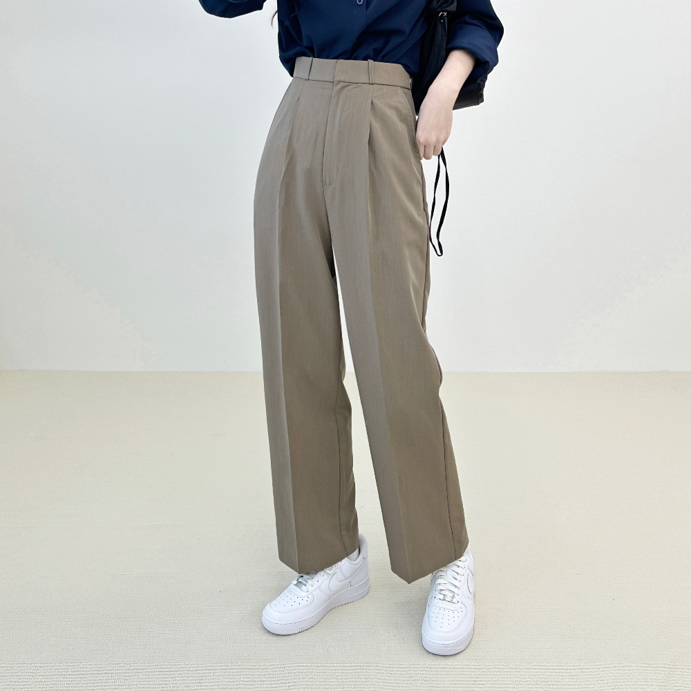 High waist tuck wide slacks