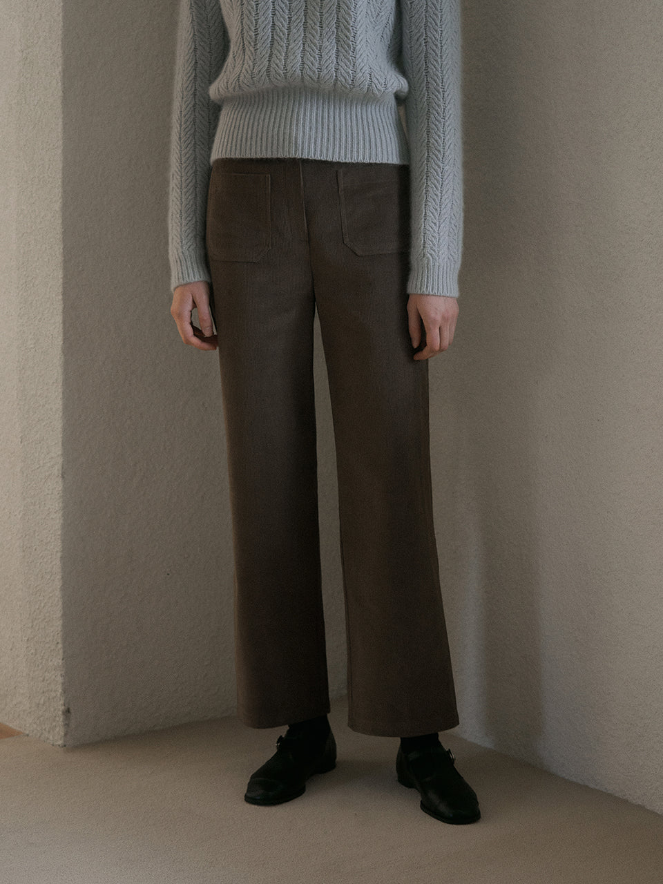 Corduroy wide pants