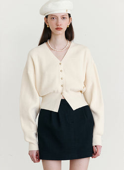 VOLUME SLEEVE CARDIGAN IVORY