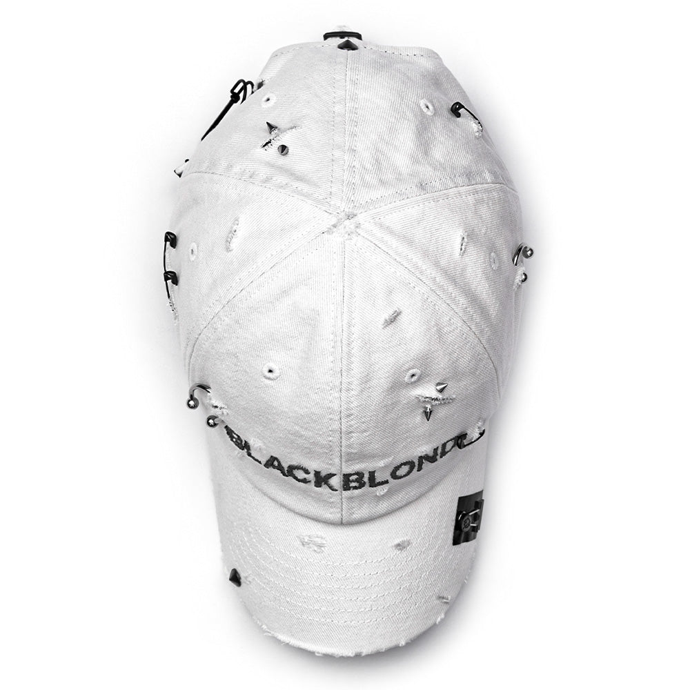 BBD Ripped Piercing Custom Denim Cap (White)