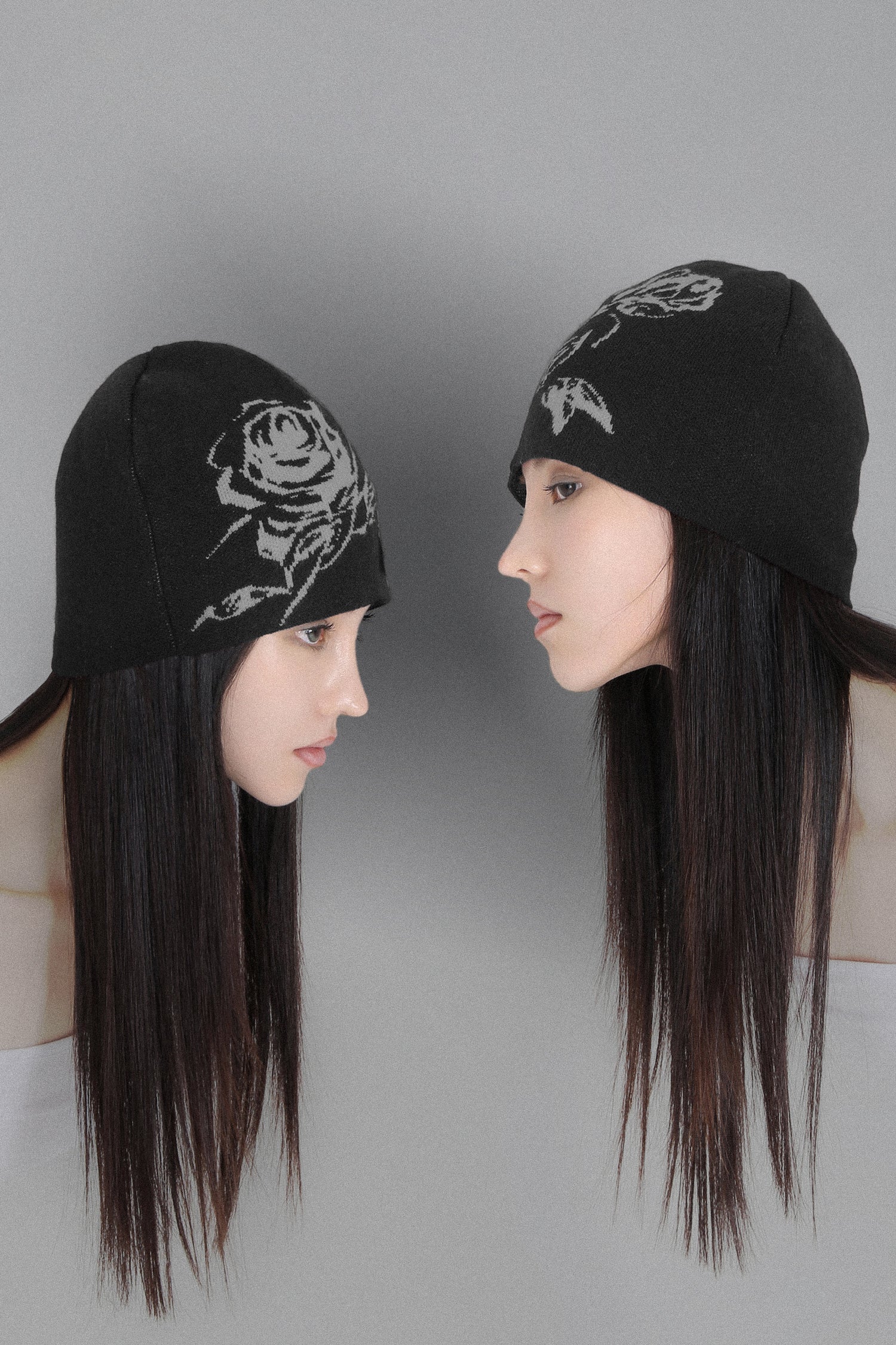 ROSE JACQUARD BEANIE #BLACK